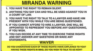 Miranda Update #13 – “Miranda and Civil Liability”                                                                                              